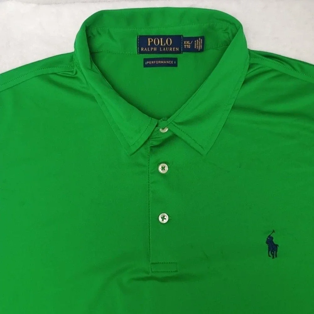 Polo Ralph Lauren Polo Shirt Mens 2XL Green Golf Performance Tennis Work School